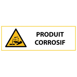 Panneau de Danger "Produit corrosif" Vinyle 297x105mm