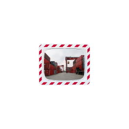 Miroir de sécurité rouge et blanc rectangulaire 600 x 400 mm ou 800 x 600 mm - P.A.S