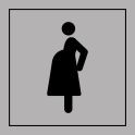 Pictogramme d'Information ISO 7001 Accès prioritaire aux femmes enceintes en Vinyle souple autocollant 125 x 125 mm Noir sur Bla