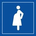 Pictogramme d'Information ISO 7001 Accès prioritaire aux femmes enceintes en Vinyle souple autocollant 125 x 125 mm Noir sur Bla