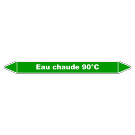 Marqueur de Tuyauterie "Eau chaude 90°C" en Vinyle Laminé