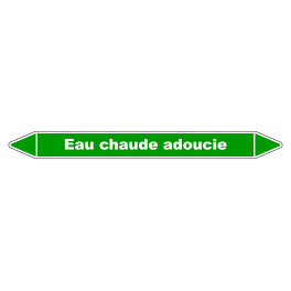 Marqueur de Tuyauterie "Eau chaude adoucie" en Vinyle Laminé