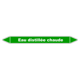 Marqueur de Tuyauterie "Eau distillée chaude" en Vinyle Laminé