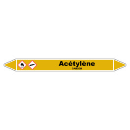 Marqueur de Tuyauterie Acétylène 150 x 12 mm Vinyle Laminé