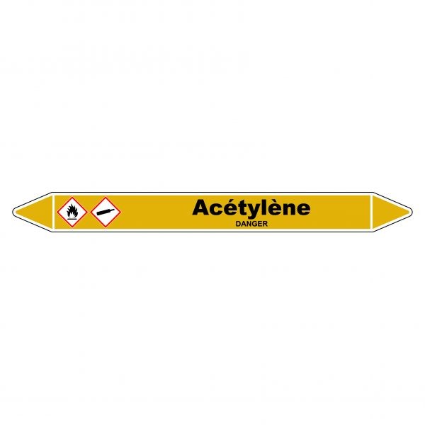 Marqueur de Tuyauterie - Acétylène - en Vinyle Laminé
