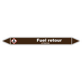 Marqueur de Tuyauterie Fuel retour 150 x 12 mm Vinyle Laminé