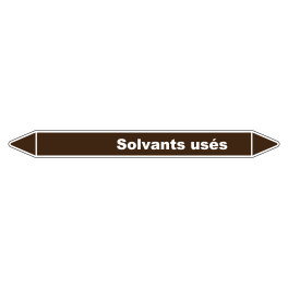 Marqueur de Tuyauterie Solvants usés 150 x 12 mm Vinyle Laminé