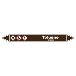 Marqueur de Tuyauterie Toluène 150 x 12 mm Vinyle Laminé