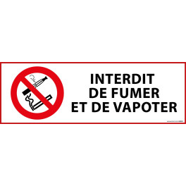 Panneau d'Interdiction "Interdiction de fumer et vapoter"