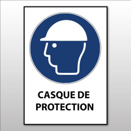 Panneau d'obligation ISO EN 7010 "Casque de protection obligatoire" M014