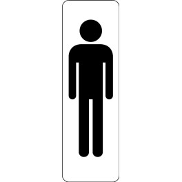 Panneau de Signalétique Silhouette Homme WC- Fond Blanc ou Argenté - 47 x 150 mm