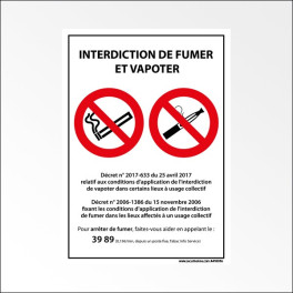 Panneau "Interdiction de fumer et vapoter"