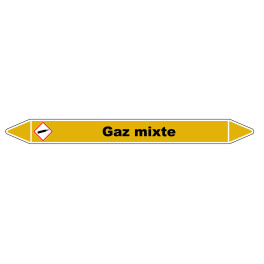 Marqueur de Tuyauterie "Gaz mixte" en Vinyle Laminé