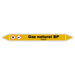 Marqueur de Tuyauterie "Gaz naturel BP" en Vinyle Laminé