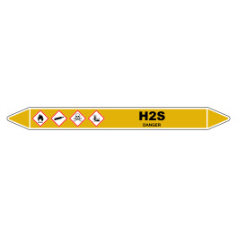 Marqueur de Tuyauterie "H2S" en Vinyle Laminé