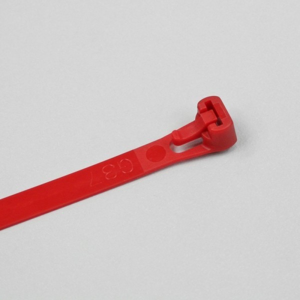 Collier de serrage réutilisable en polyéthylène - longueur 140 mm - couleur  rouge ou nature