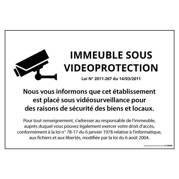 Panneau d'information vidéosurveillance conforme RGPD CNIL