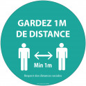 Autocollant Gardez 1m de distance bleu Vinyle Diam:100mm