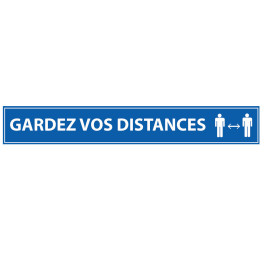 Adhésif de marquage au sol - Gardez vos distances - 700x100mm - bleu ou orange