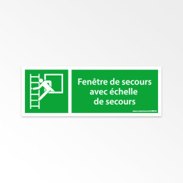 Panneaux ISO 7010 d'évacuation à message horizontal - Fenêtre de secours avec échelle de secours - E016