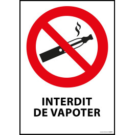 Panneau d'Interdiction "Interdiction de vapoter" plastifié A5