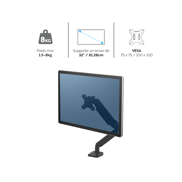 Bras articulé pour écran PC avec support clavier et souris