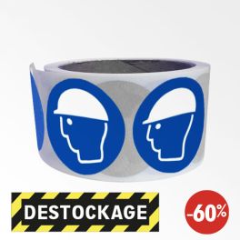 Rouleau De Pictogrammes D'obligation Iso En 7010 - Casque De Protection Obligatoire - M014