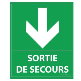 Panneau - Sortie De Secours- Flèche Bas - 300 X 250 Mm