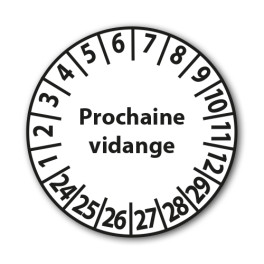 Pastille blanche à texte "Prochaine vidange" - 4 matériaux