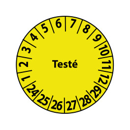 Pastille colorée à texte "Testé" - 4 matériaux