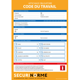 Poster d'affichage Code du travail