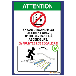 Poster consignes évacuation escaliers A3