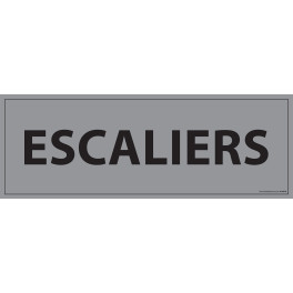 Signalisation d'information "ESCALIERS" - 210 x 75 mm fond gris