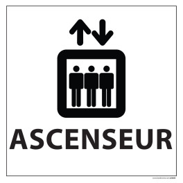 Signalétique information "ASCENSEUR" fond blanc 250 x 250 mm